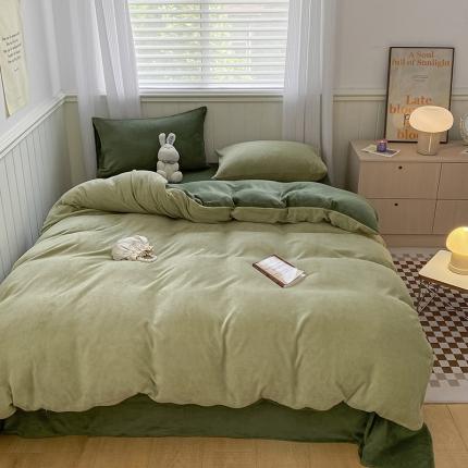 91家纺网 家纺一手货源 找家纺 （总）三朵 2022新款牛奶绒混搭四件套场景一