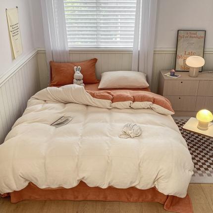 91家纺网 家纺一手货源 找家纺 （总）三朵 2022新款牛奶绒混搭四件套场景一