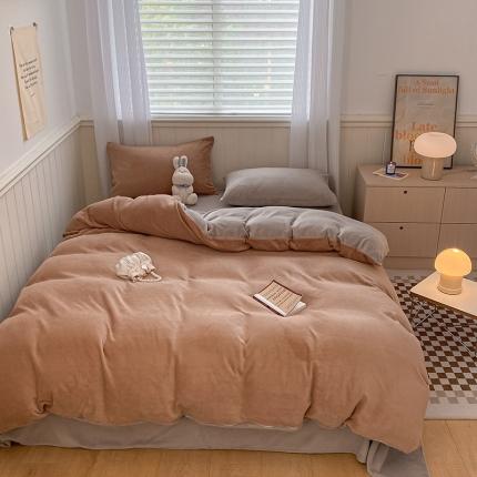 91家纺网 家纺一手货源 找家纺 （总）三朵 2022新款牛奶绒混搭四件套场景一