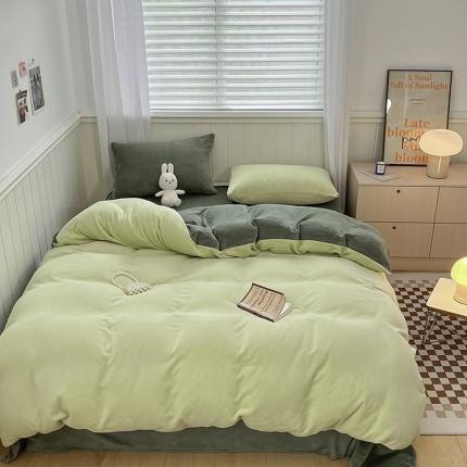 91家纺网 家纺一手货源 找家纺 （总）三朵 2022新款牛奶绒混搭四件套场景一