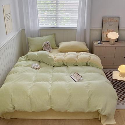 91家纺网 家纺一手货源 找家纺 （总）三朵 2022新款牛奶绒混搭四件套场景一