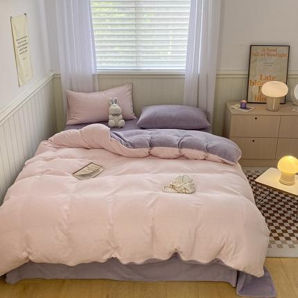 91家纺网 家纺一手货源 找家纺 （总）三朵 2022新款牛奶绒混搭四件套场景一