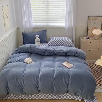 91家纺网 家纺一手货源 找家纺 （总）三朵 2022新款牛奶绒混搭四件套场景一