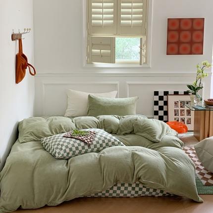 91家纺网 家纺一手货源 找家纺 （总）三朵 2022新款牛奶绒混搭四件套场景二