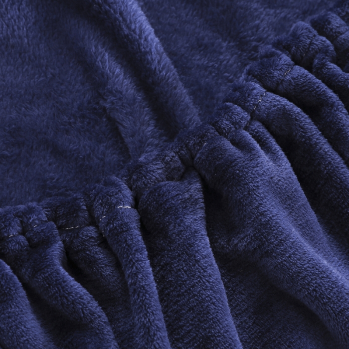 91家纺网 家纺一手货源 找家纺 简爱 2025新款双面绒纯色法莱绒单床笠 藏青