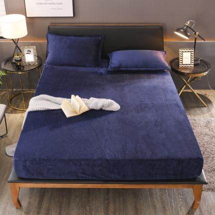 简爱 2025新款双面绒纯色法莱绒单床笠 藏青
