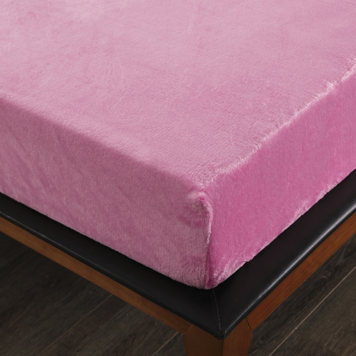 91家纺网 家纺一手货源 找家纺 简爱 2025新款双面绒纯色法莱绒单床笠 粉红