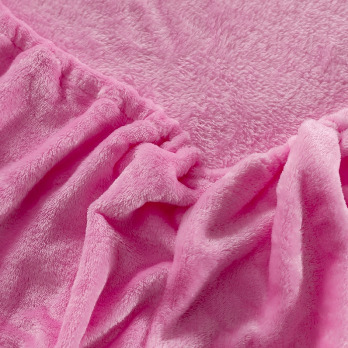 91家纺网 家纺一手货源 找家纺 简爱 2025新款双面绒纯色法莱绒单床笠 粉红