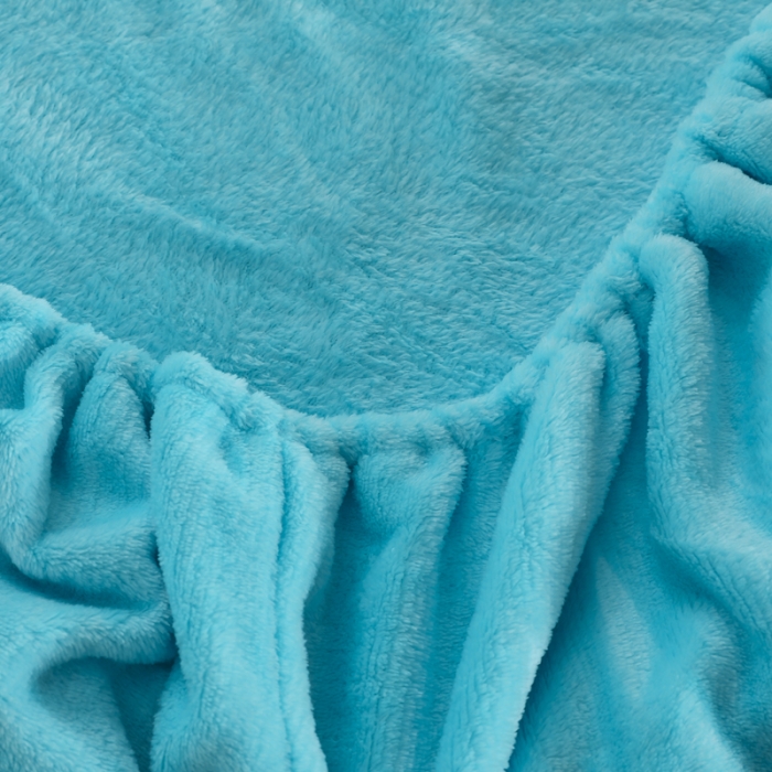 91家纺网 家纺一手货源 找家纺 简爱 2025新款双面绒纯色法莱绒单床笠 湖蓝