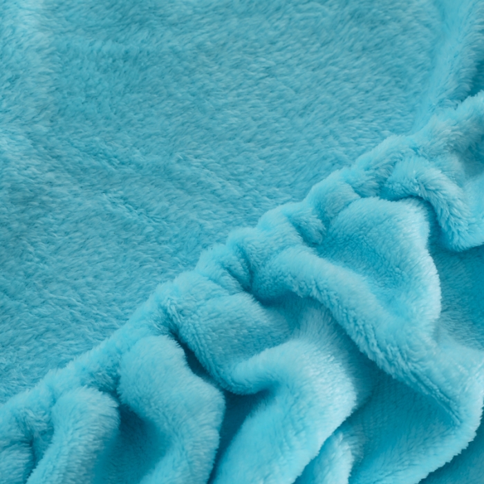 91家纺网 家纺一手货源 找家纺 简爱 2025新款双面绒纯色法莱绒单床笠 湖蓝