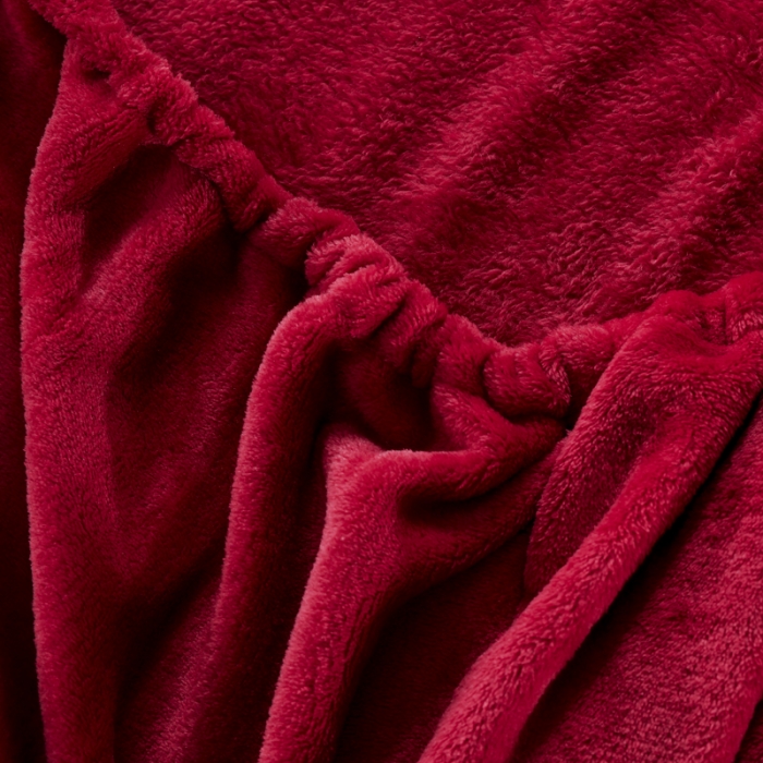 91家纺网 家纺一手货源 找家纺 简爱 2025新款双面绒纯色法莱绒单床笠 酒红