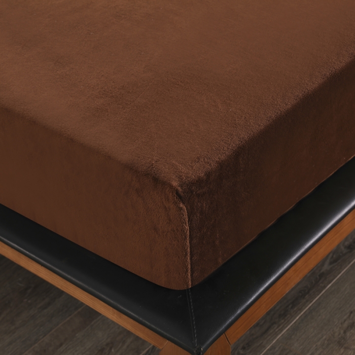 91家纺网 家纺一手货源 找家纺 简爱 2025新款双面绒纯色法莱绒单床笠 咖啡