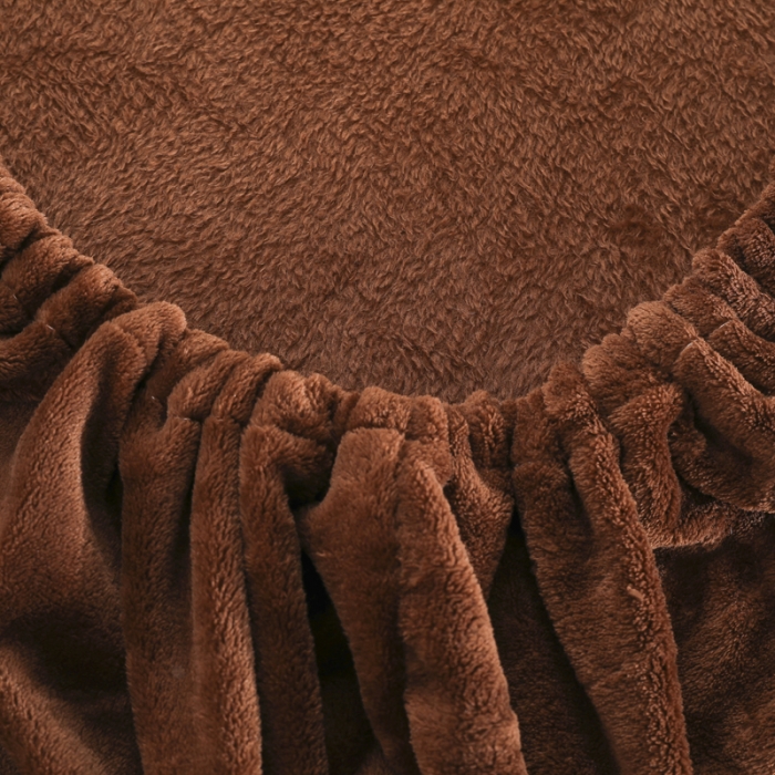 91家纺网 家纺一手货源 找家纺 简爱 2025新款双面绒纯色法莱绒单床笠 咖啡