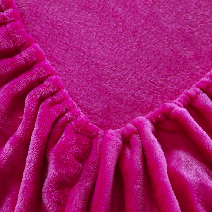 91家纺网 家纺一手货源 找家纺 简爱 2025新款双面绒纯色法莱绒单床笠 玫红