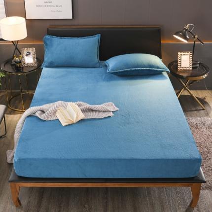 简爱 2025新款双面绒纯色法莱绒单床笠 墨绿