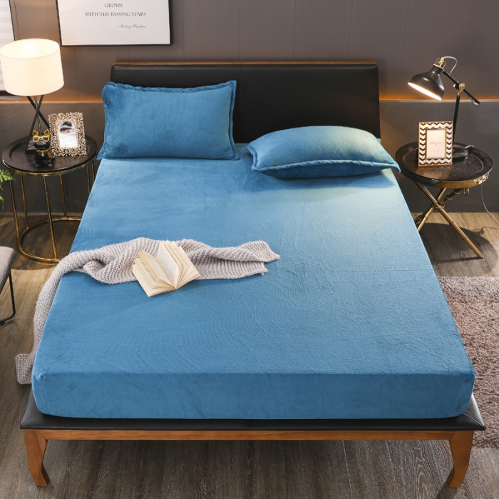 91家纺网 家纺一手货源 找家纺 简爱 2025新款双面绒纯色法莱绒单床笠 墨绿