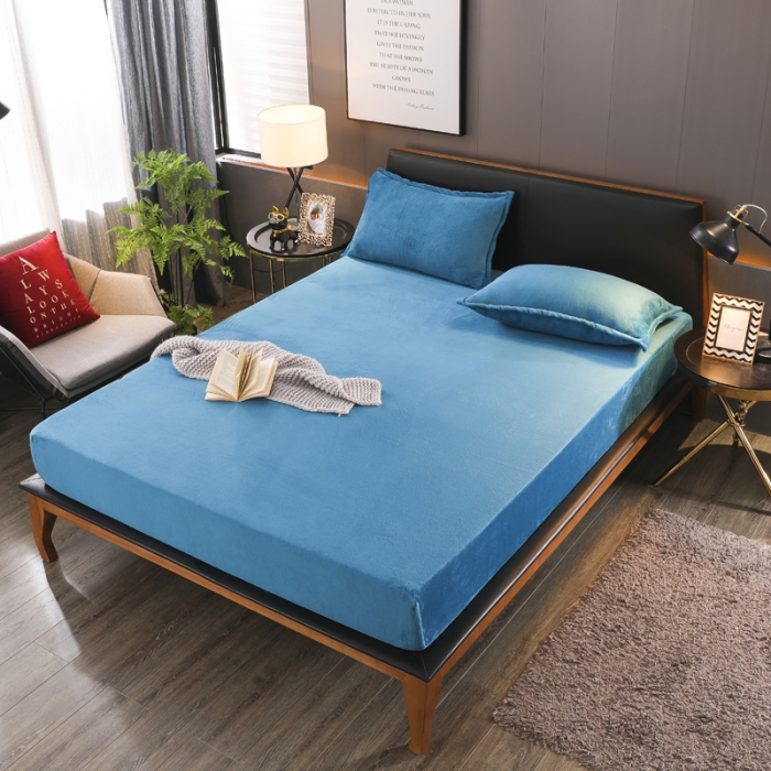 91家纺网 家纺一手货源 找家纺 简爱 2025新款双面绒纯色法莱绒单床笠 墨绿