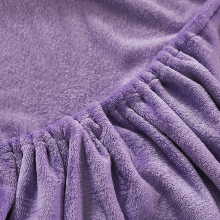 91家纺网 家纺一手货源 找家纺 简爱 2025新款双面绒纯色法莱绒单床笠 浅紫
