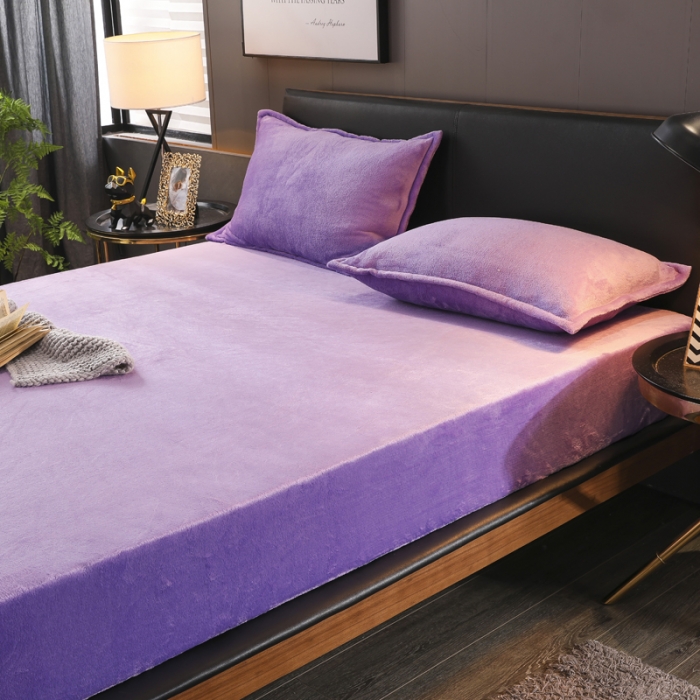 91家纺网 家纺一手货源 找家纺 简爱 2025新款双面绒纯色法莱绒单床笠 浅紫