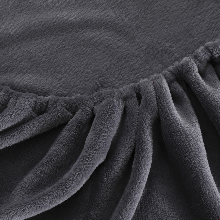 91家纺网 家纺一手货源 找家纺 简爱 2025新款双面绒纯色法莱绒单床笠 深灰