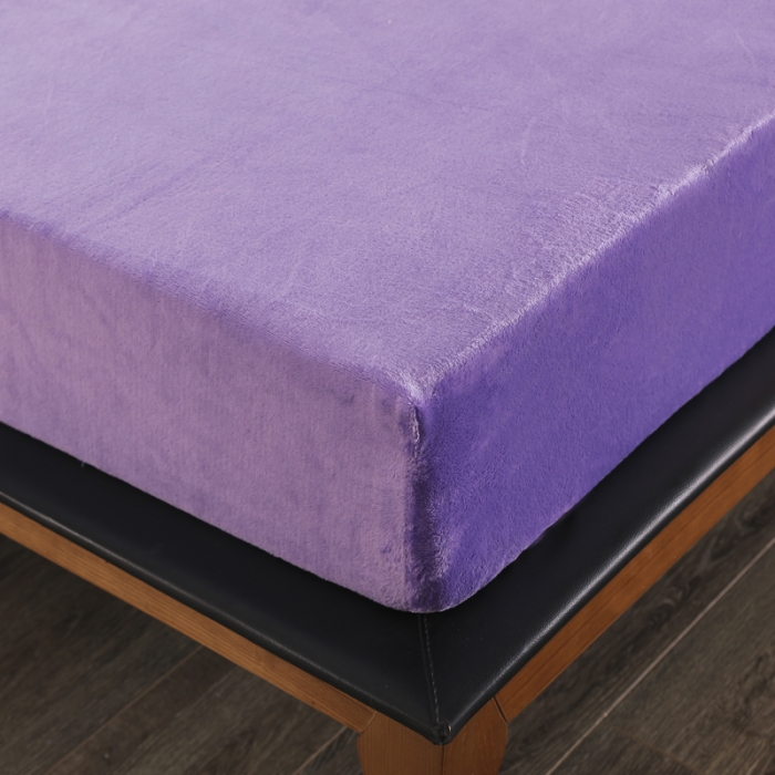 91家纺网 家纺一手货源 找家纺 简爱 2025新款双面绒纯色法莱绒单床笠 浅紫