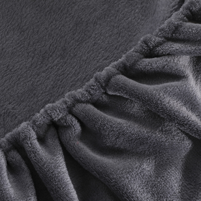 91家纺网 家纺一手货源 找家纺 简爱 2025新款双面绒纯色法莱绒单床笠 深灰
