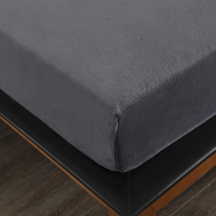 91家纺网 家纺一手货源 找家纺 简爱 2025新款双面绒纯色法莱绒单床笠 深灰