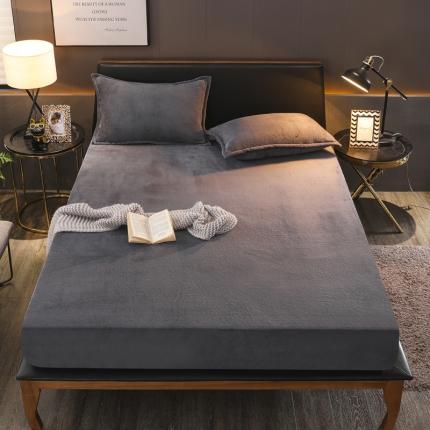 简爱 2025新款双面绒纯色法莱绒单床笠 深灰