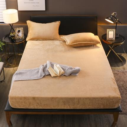 简爱 2025新款双面绒纯色法莱绒单床笠 驼色