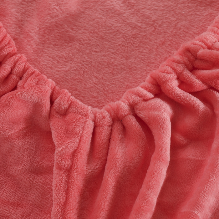91家纺网 家纺一手货源 找家纺 简爱 2025新款双面绒纯色法莱绒单床笠 夕阳红