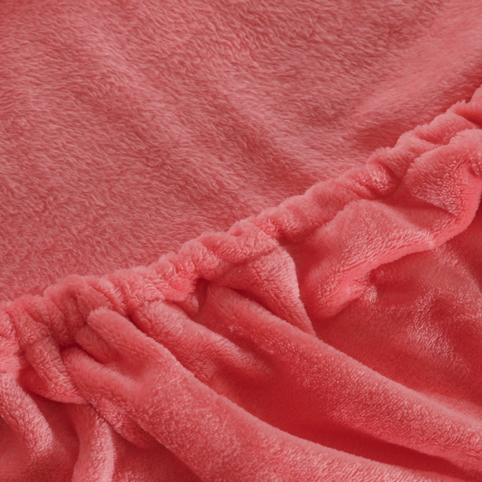 91家纺网 家纺一手货源 找家纺 简爱 2025新款双面绒纯色法莱绒单床笠 夕阳红
