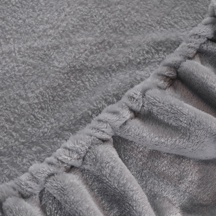 91家纺网 家纺一手货源 找家纺 简爱 2025新款双面绒纯色法莱绒单床笠 银灰