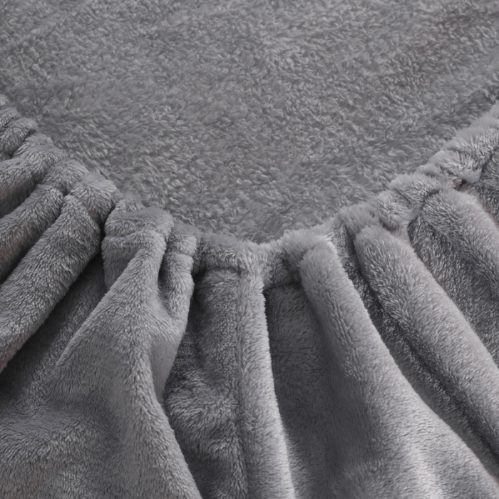 91家纺网 家纺一手货源 找家纺 简爱 2025新款双面绒纯色法莱绒单床笠 银灰