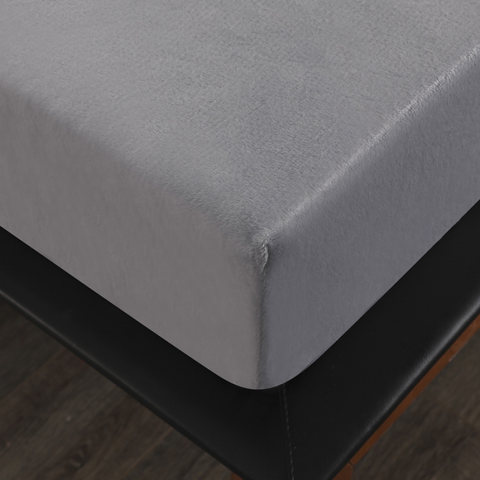 91家纺网 家纺一手货源 找家纺 简爱 2025新款双面绒纯色法莱绒单床笠 银灰