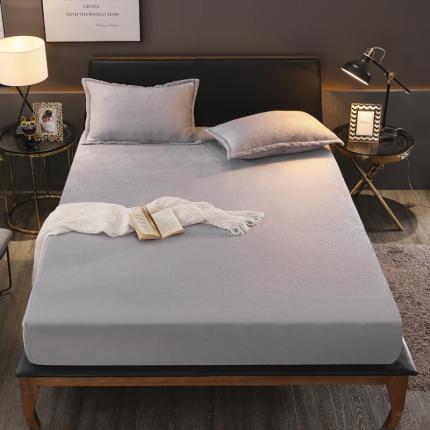 简爱 2025新款双面绒纯色法莱绒单床笠 银灰