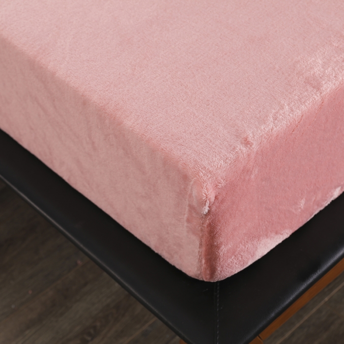 91家纺网 家纺一手货源 找家纺 简爱 2025新款双面绒纯色法莱绒单床笠 玉色