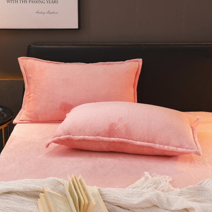 91家纺网 家纺一手货源 找家纺 简爱 2025新款双面绒纯色法莱绒单床笠 玉色