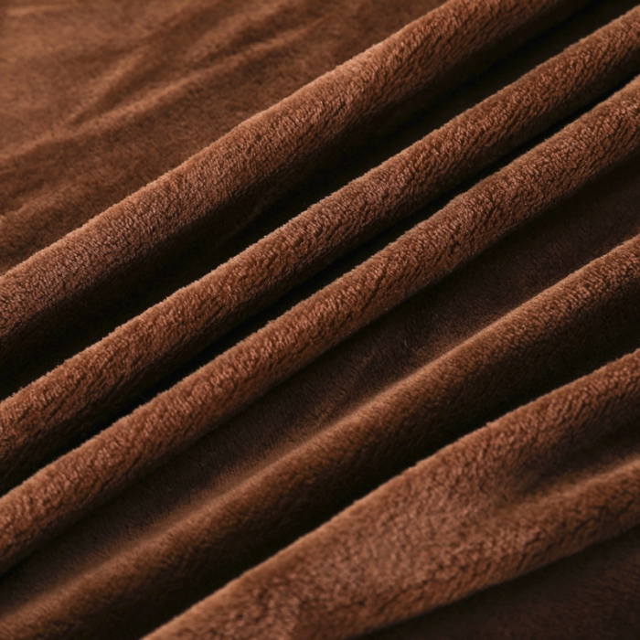 91家纺网 家纺一手货源 找家纺 简爱 2025新款双面绒纯色法莱绒单床笠 咖啡