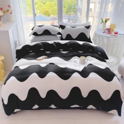 91家纺网 家纺一手货源 找家纺 珺柔2022新款牛奶绒印花四件套 律动