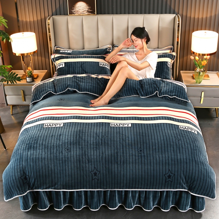 91家纺网 家纺一手货源 找家纺 佳一 2022新款230g保暖牛奶绒四件套 都市生活