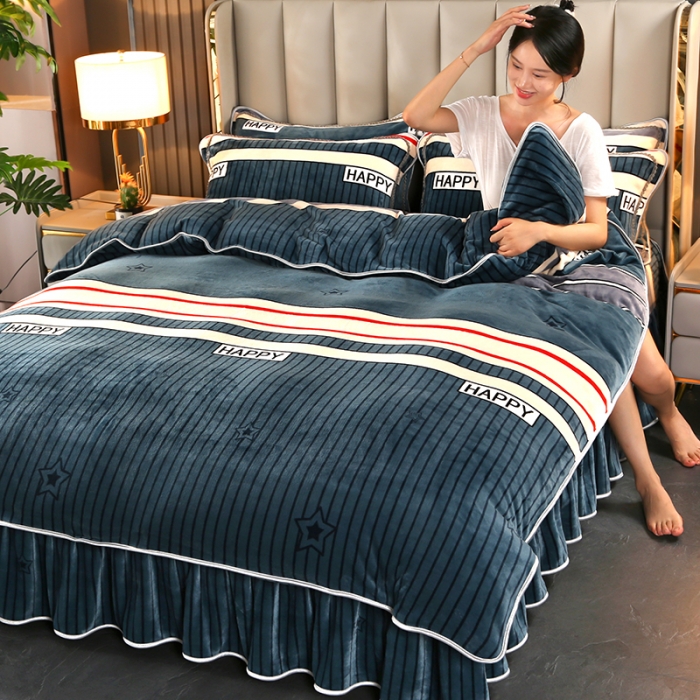 91家纺网 家纺一手货源 找家纺 佳一 2022新款230g保暖牛奶绒四件套 都市生活