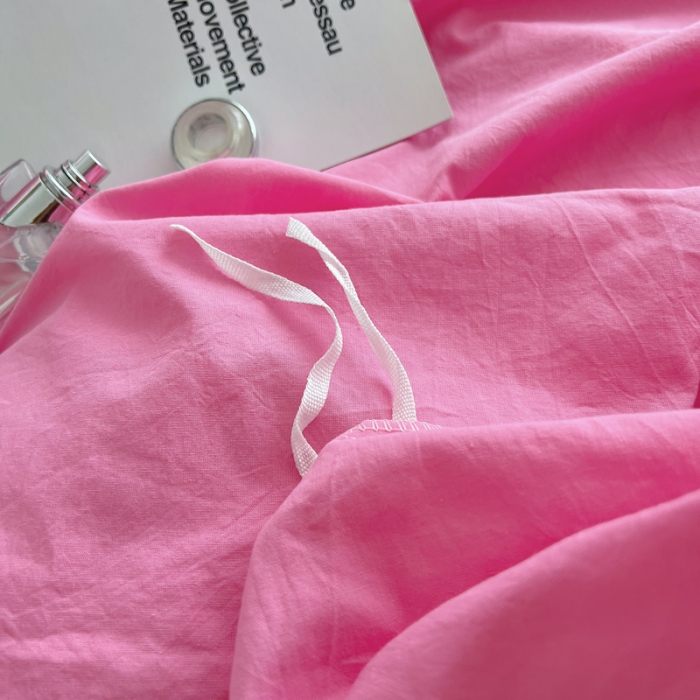 91家纺网 家纺一手货源 找家纺 全棉水洗棉纯色混搭四件套 蔷薇粉+白（枕套白+蔷薇粉）