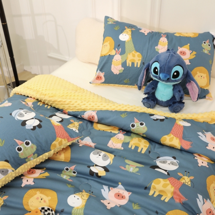 91家纺网 家纺一手货源 找家纺 星期八  2022新款全棉豆豆被春秋被-系列一 动物园