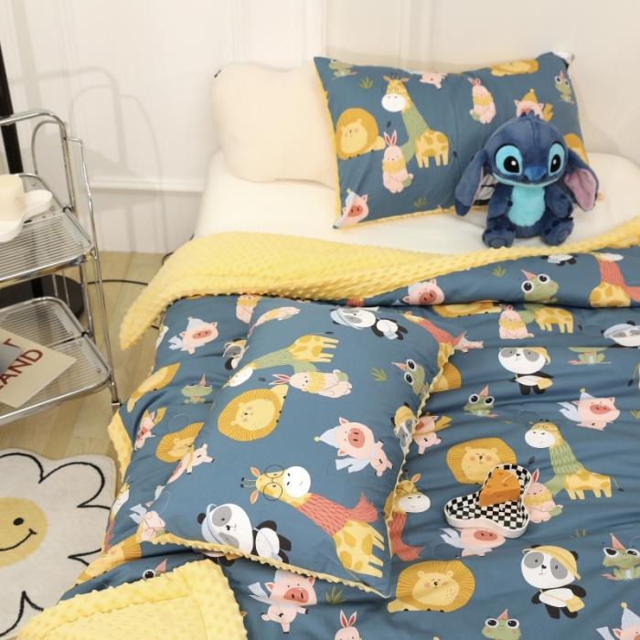 91家纺网 家纺一手货源 找家纺 星期八  2022新款全棉豆豆被春秋被-系列一 动物园