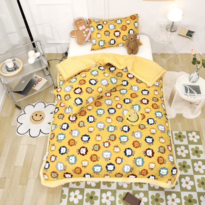 91家纺网 家纺一手货源 找家纺 星期八  2022新款全棉豆豆被春秋被-系列一 小狮子