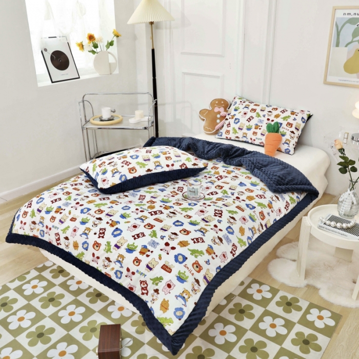 91家纺网 家纺一手货源 找家纺 星期八  2022新款全棉豆豆被春秋被-系列一 总动员