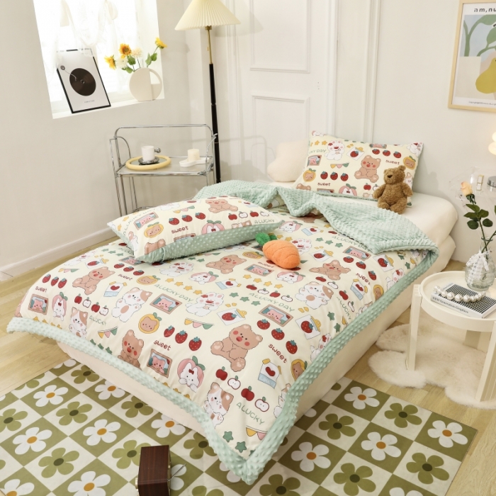 91家纺网 家纺一手货源 找家纺 星期八  2022新款全棉豆豆被春秋被-系列一 小猫