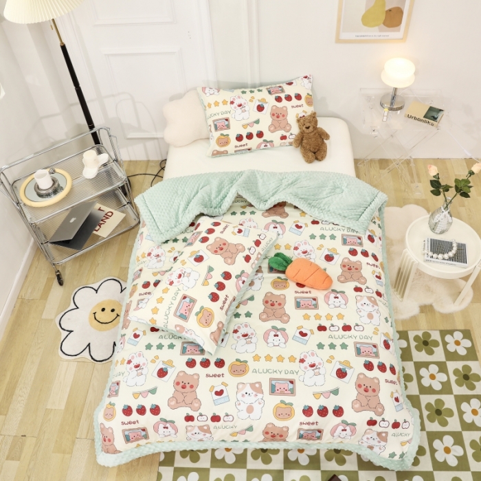 91家纺网 家纺一手货源 找家纺 星期八  2022新款全棉豆豆被春秋被-系列一 小猫