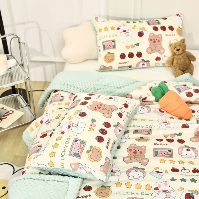 91家纺网 家纺一手货源 找家纺 星期八  2022新款全棉豆豆被春秋被-系列一 小猫