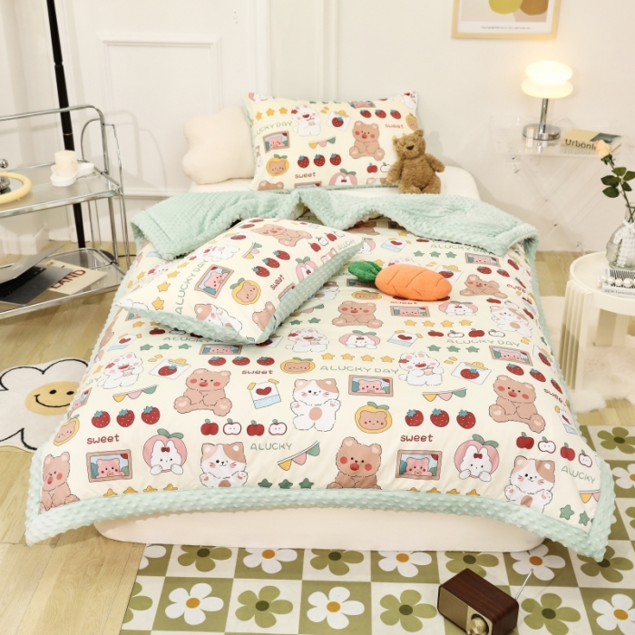 91家纺网 家纺一手货源 找家纺 星期八  2022新款全棉豆豆被春秋被-系列一 小猫